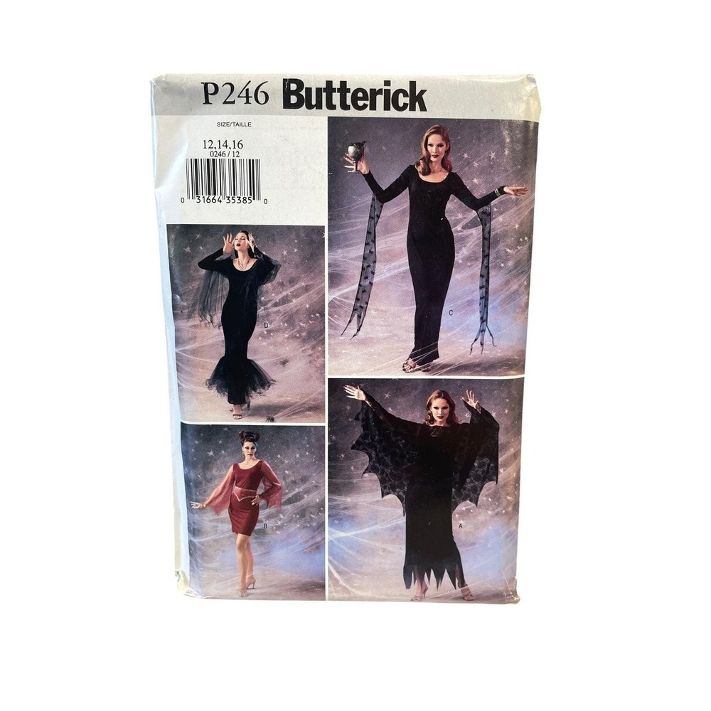 Butterick P246 Misses Costumes Dress Cape Halloween Fantasy Size 12-16